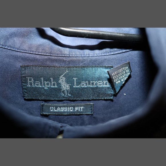 Polo Ralph Lauren Navy Oxford Polo Size M - Picture 3 of 4